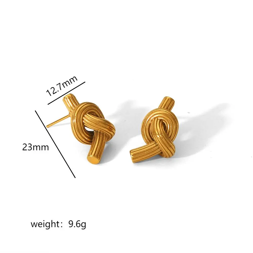 1 Pair Simple  Niche Style Knot Shape Stainless Steel 18K Gold Plated Women's Stud Earrings h5 Picture2